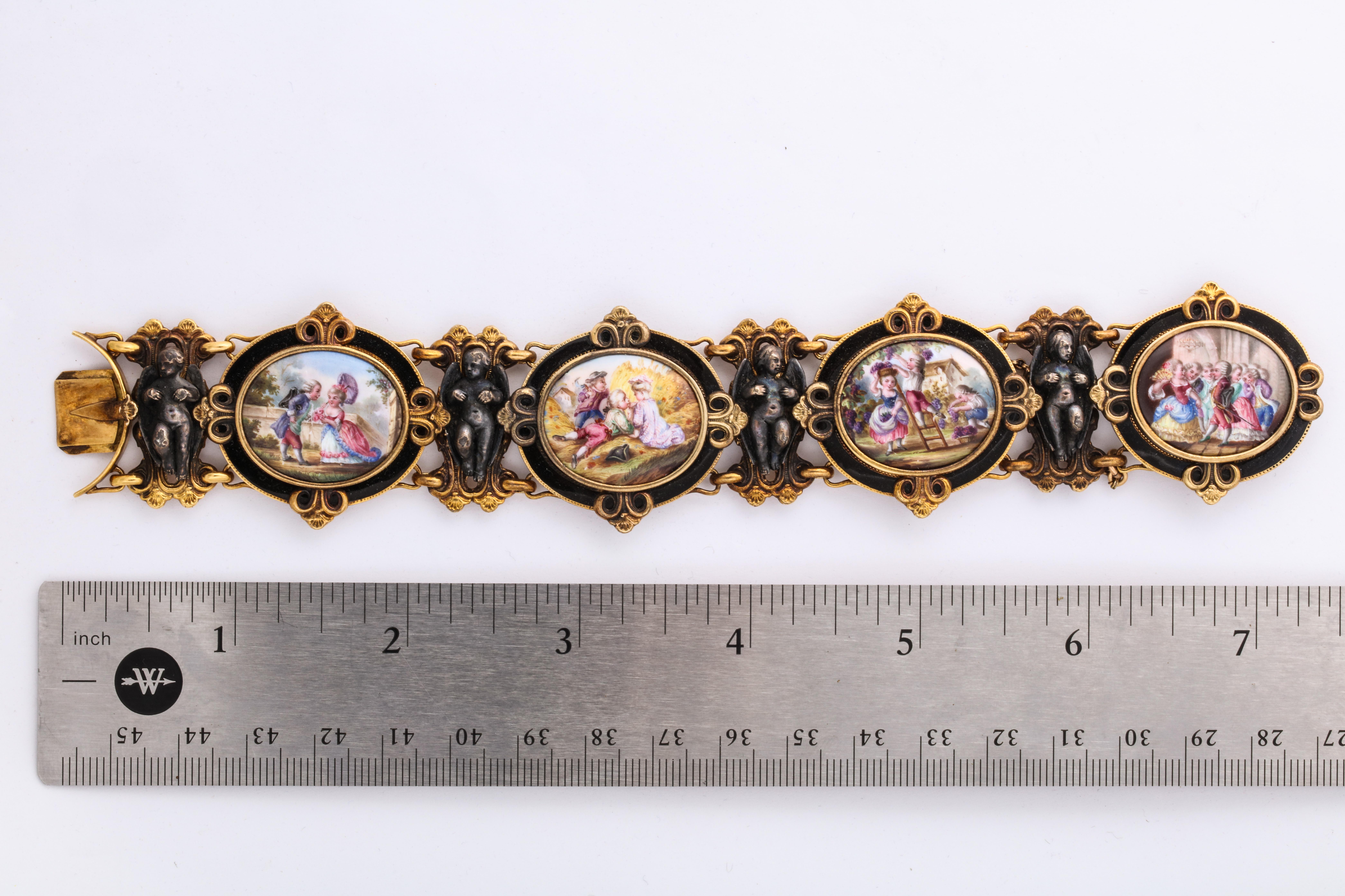 A Very Rare Antique Enamel Bracelet attributed to Froment Meurice For Sale 3