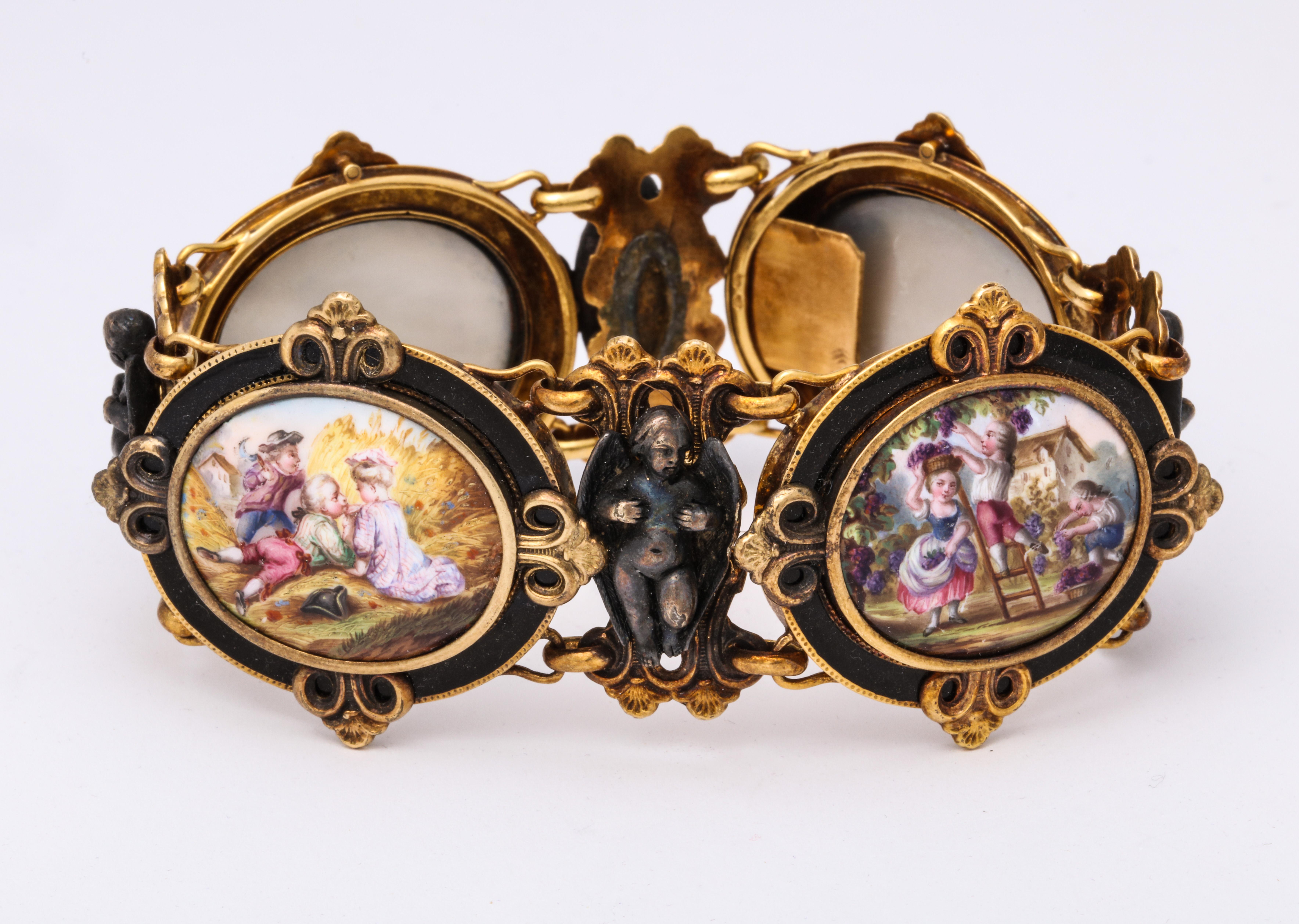 A Very Rare Antique Enamel Bracelet attributed to Froment Meurice For Sale 5