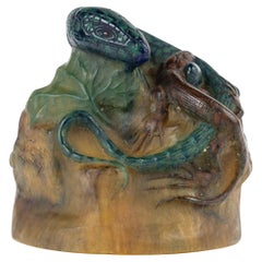 A Very Rare A.Walter and H.Bergé Pâte-De-Verre "Lizards" Paperweight circa 1920