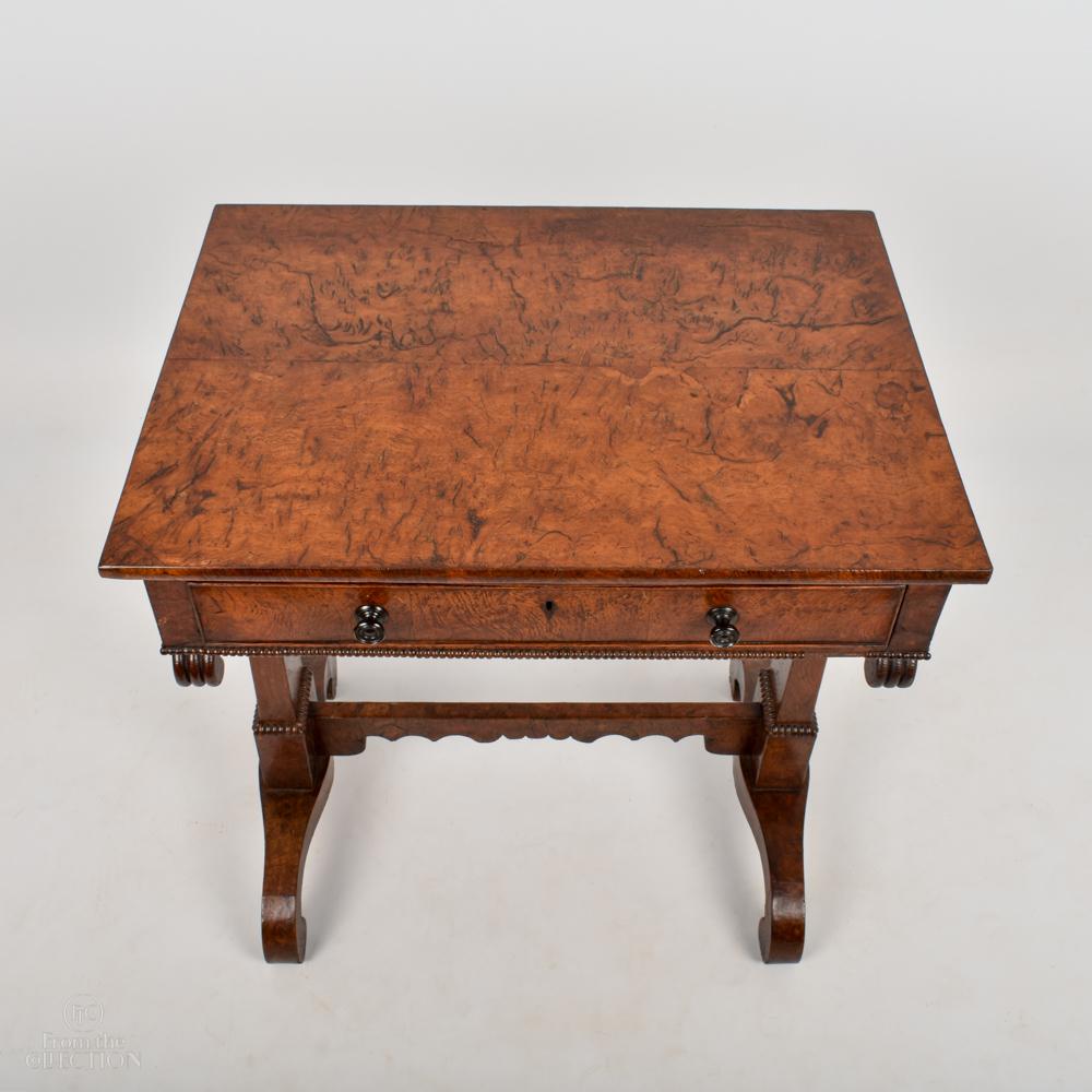 Georgian Very Rare Burr Elm Single Drawer Occasional Table, circa 1760 For Sale