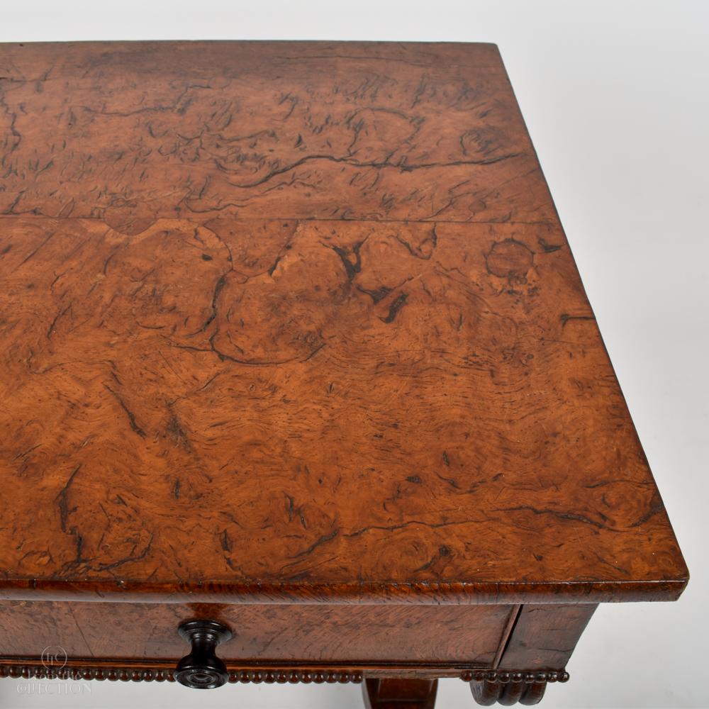 English Very Rare Burr Elm Single Drawer Occasional Table, circa 1760 For Sale
