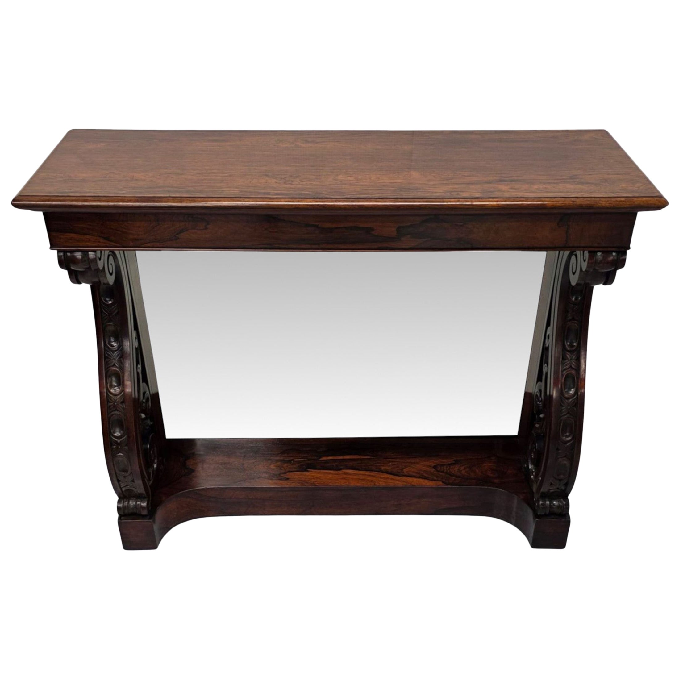 Mesa consola con respaldo de espejo muy rara de principios del siglo XIX en venta