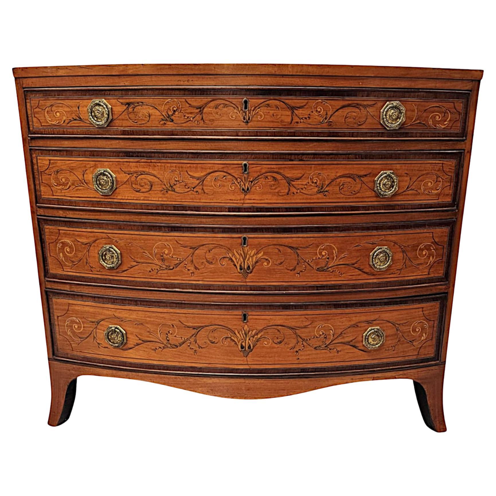 A Very Rare Early 19th Century Regency Bowfronted Chest of Drawers For Sale