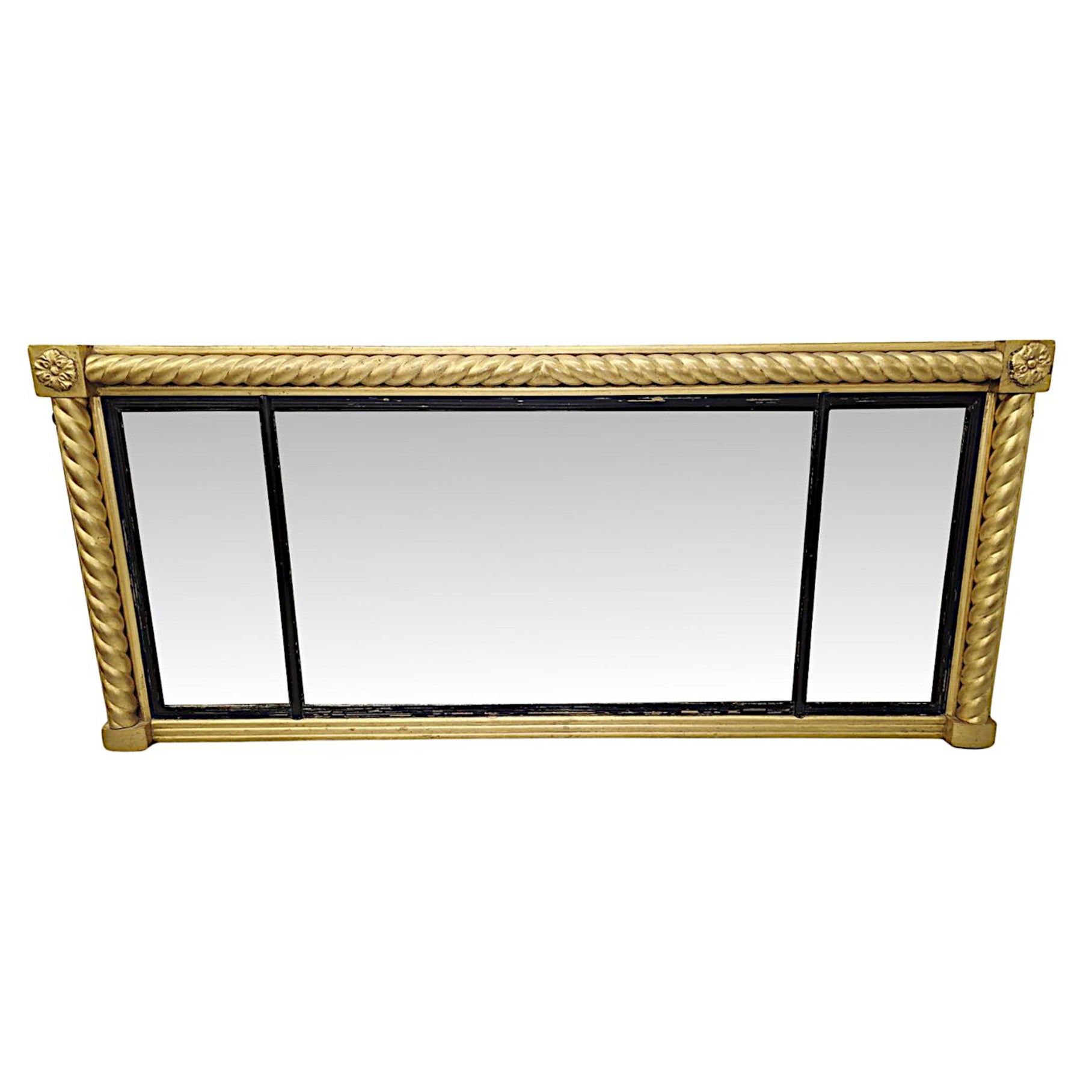 A Very Rare Early 19th Century Regency Compartmental Overmantel Mirror For Sale