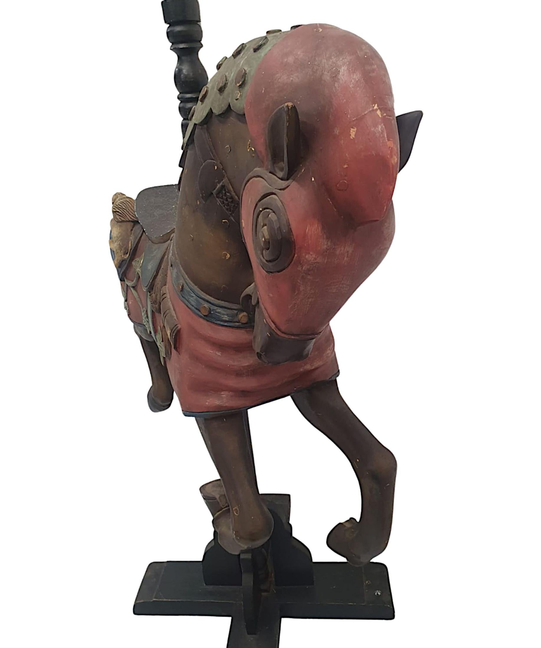 Wood A Very Rare Early 20th Century Carousel Horse Mounted on Stand For Sale