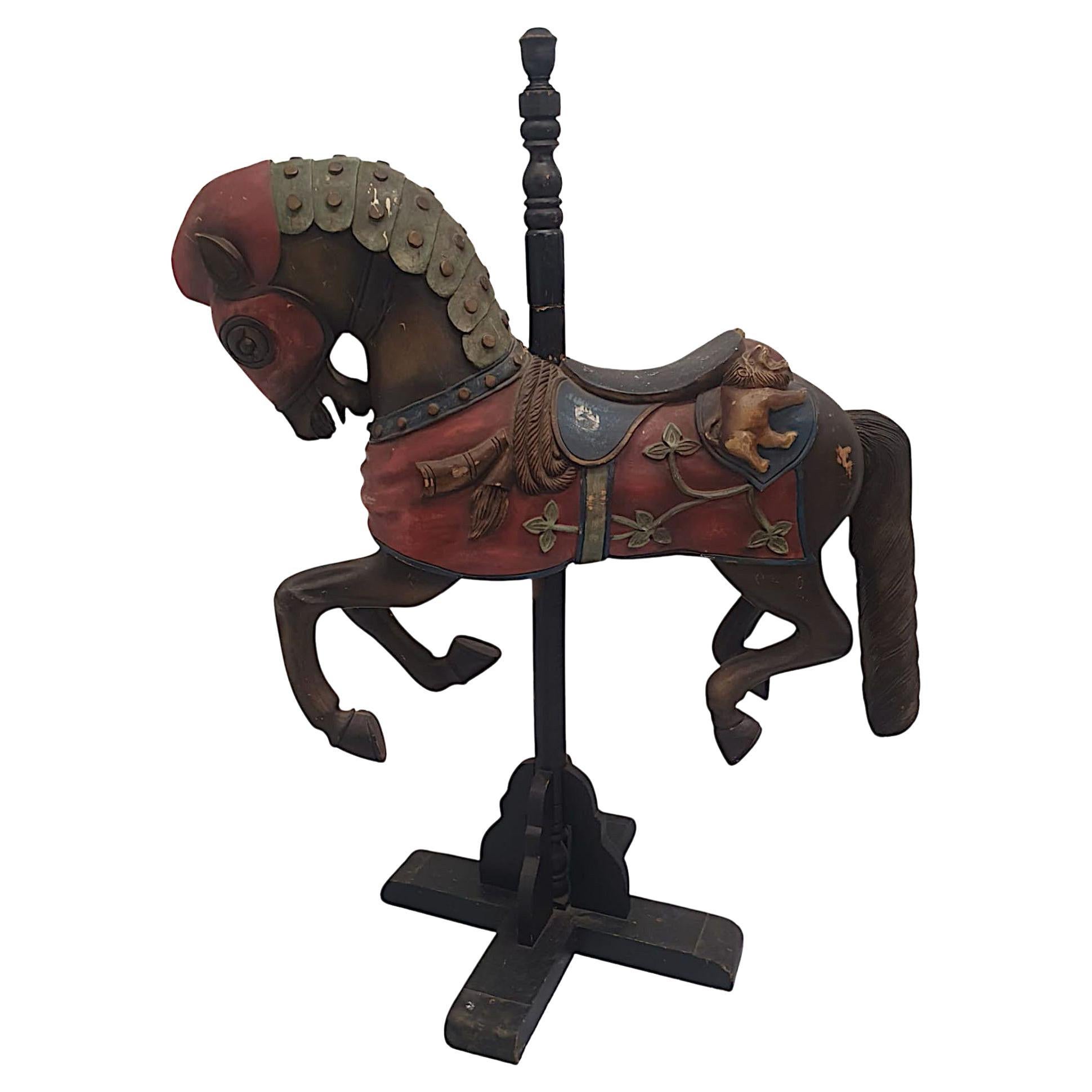 A Very Rare Early 20th Century Carousel Horse Mounted on Stand