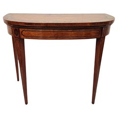 A Very Rare Georgian Hand Painted Inlaid Turn Over Leaf Card Table