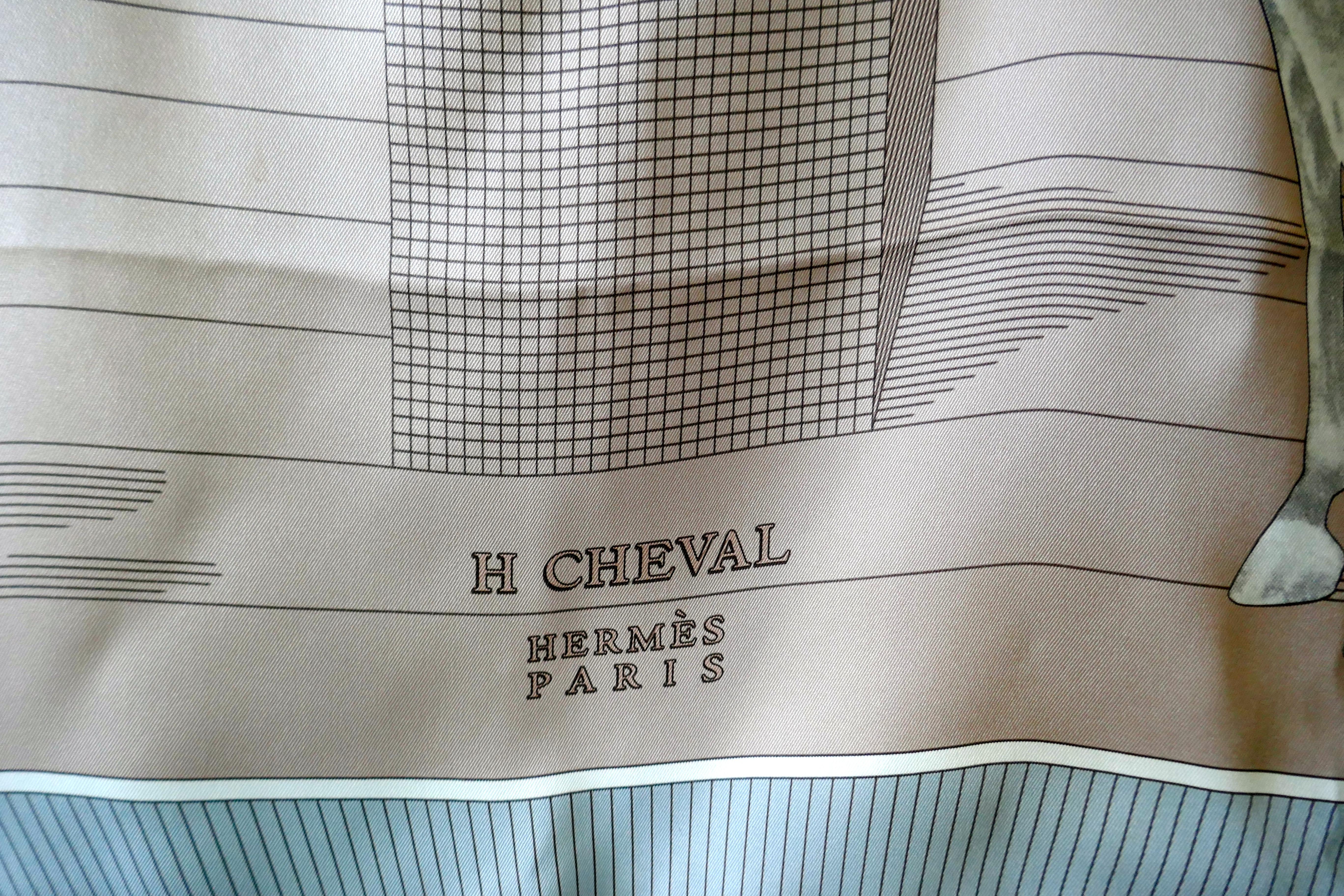 Women's A Very Rare Hermes 100% Silk Scarf “H Cheval” by Anamorphée