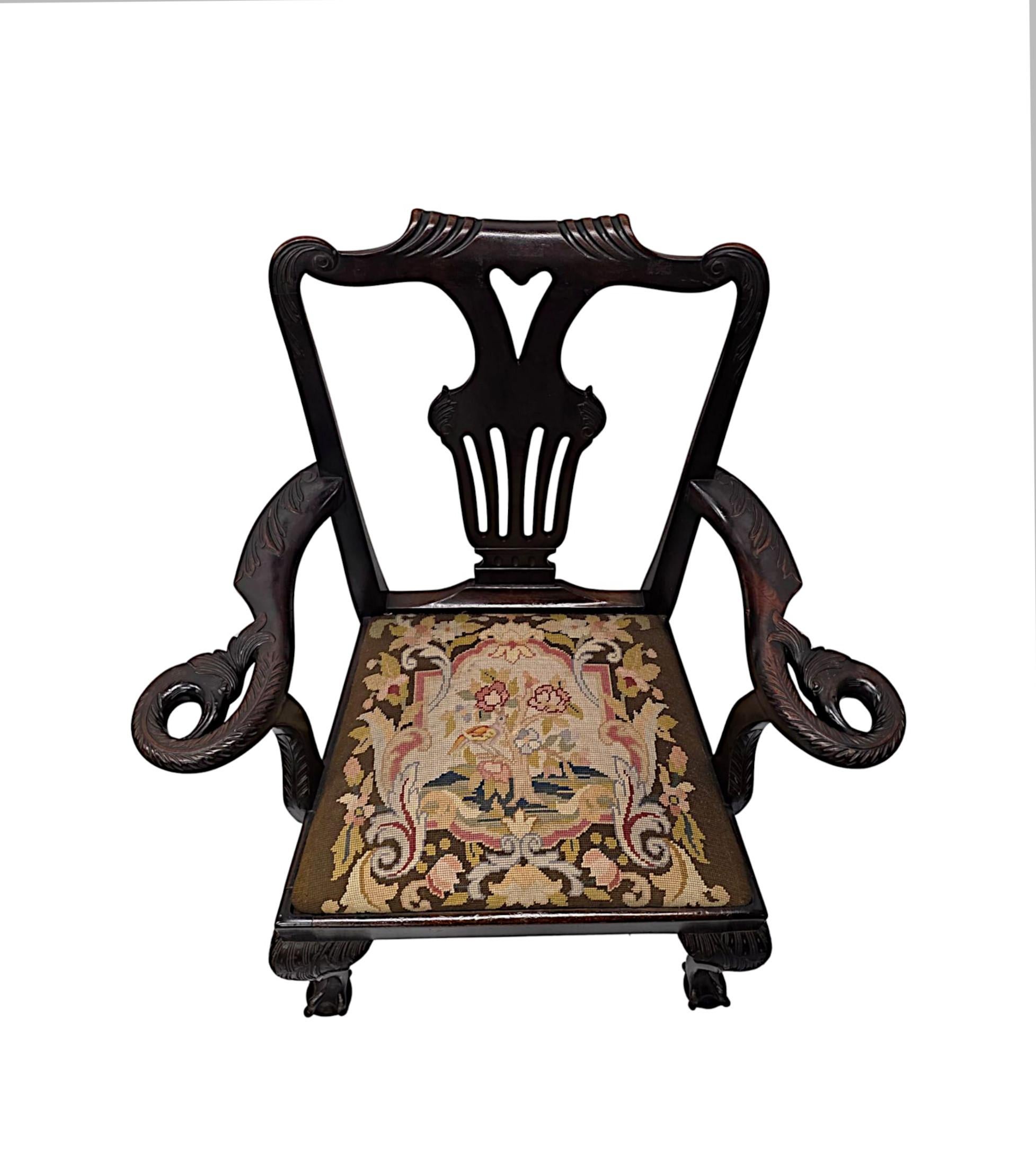 Tapestry A Very Rare Irish 19th Century Armchair Attributed to 'Butlers' of Dublin For Sale