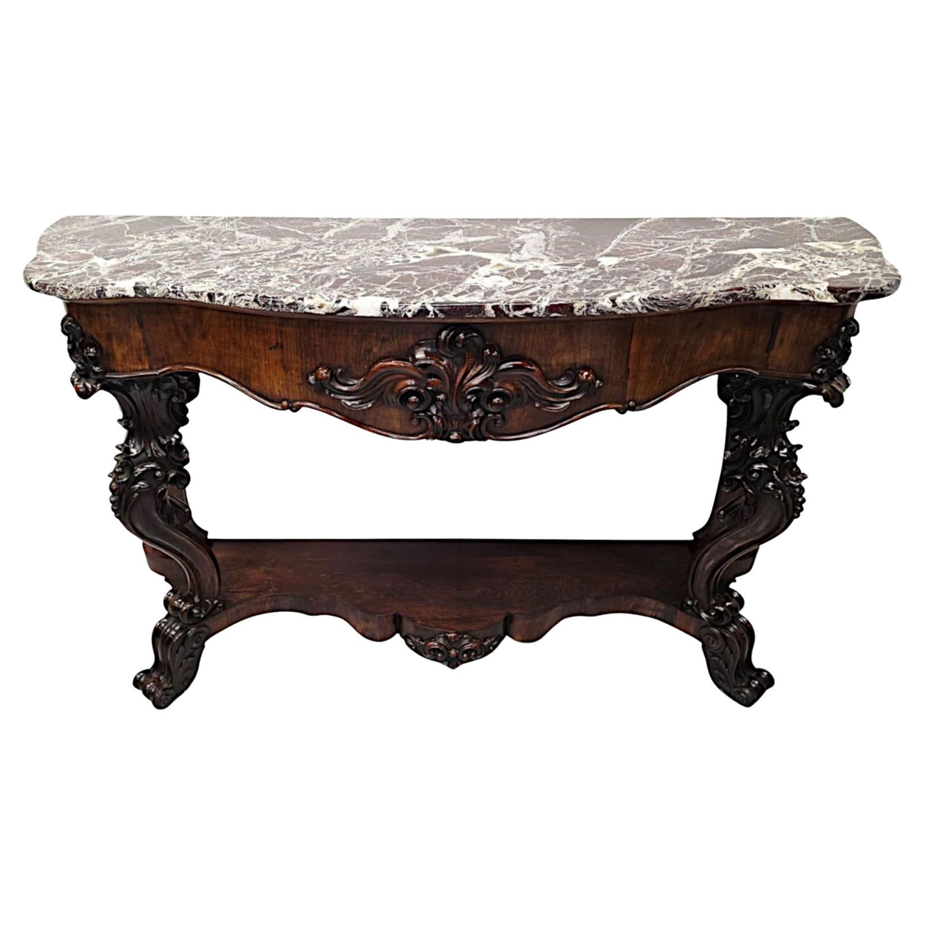 A Very Rare Large 19th Century Marble Top Console Table For Sale