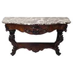 Antique A Very Rare Large 19th Century Marble Top Console Table