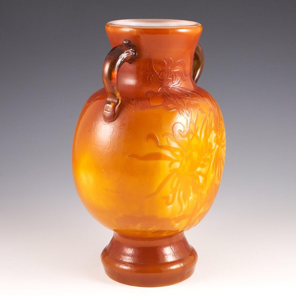 A Very Rare Large And Early Galle Vase, 1890-94

Additional Information:
Heading :  Very Rare Large Galle Vase
Date : 1890-1894
Origin : Nancy, France
Bowl Features : A classical greek amphora shape. A layer of white glass intercalaire between