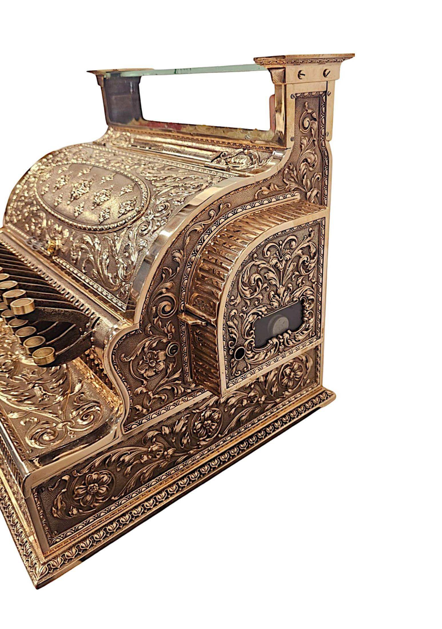 Très rare caisse enregistreuse nationale en laiton poli de grande taille du 19e siècle Bon état - En vente à Dublin, IE