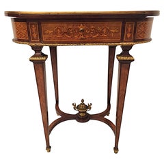 A Very Rare Late 19th Century Marquetry Inlaid Ladies Work or Lamp Table