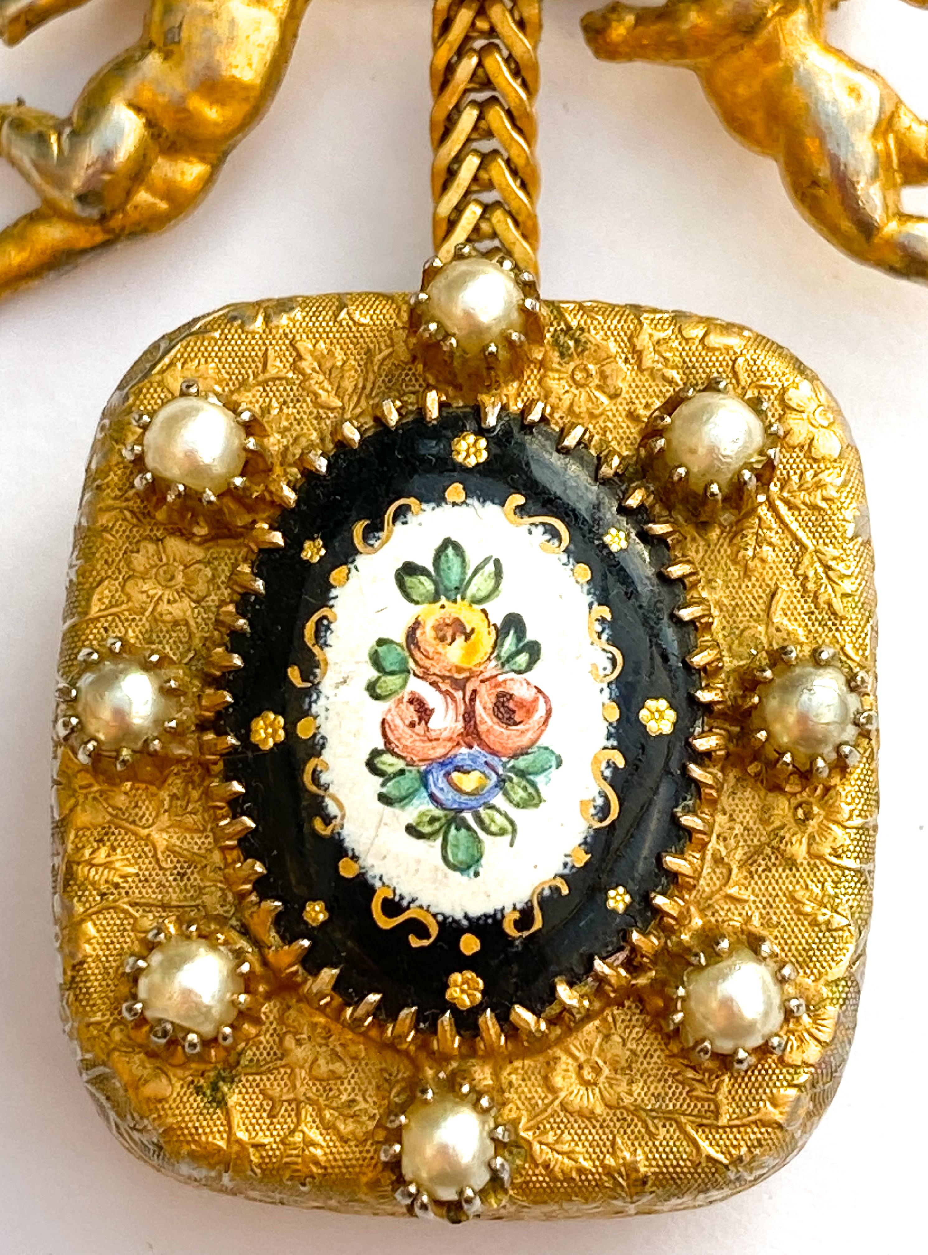 A very rare 'musical box' pendant brooch, Christian Dior by Mitchel Maer, c1954. In Good Condition In Greyabbey, County Down