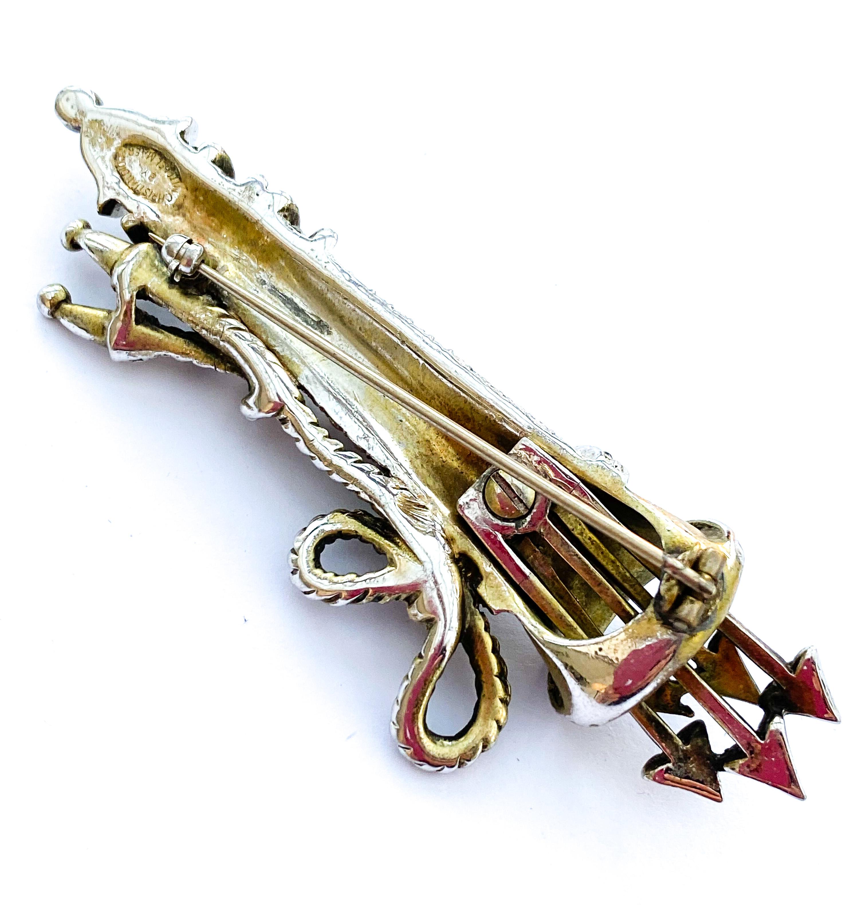 Baroque A very rare ornate 'quiver' brooch, Christian Dior by Mitchel Maer, early 1950s For Sale