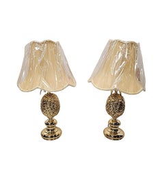 A Very Rare Pair of 1970's Brass Pineapple Table Lamps