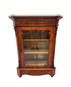 A Very Rare Pair of 19th Century Carrara White Marble Top Cabinets