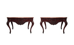 A Very Rare Pair of 19th Century Carrara White Marble Top Console Tables