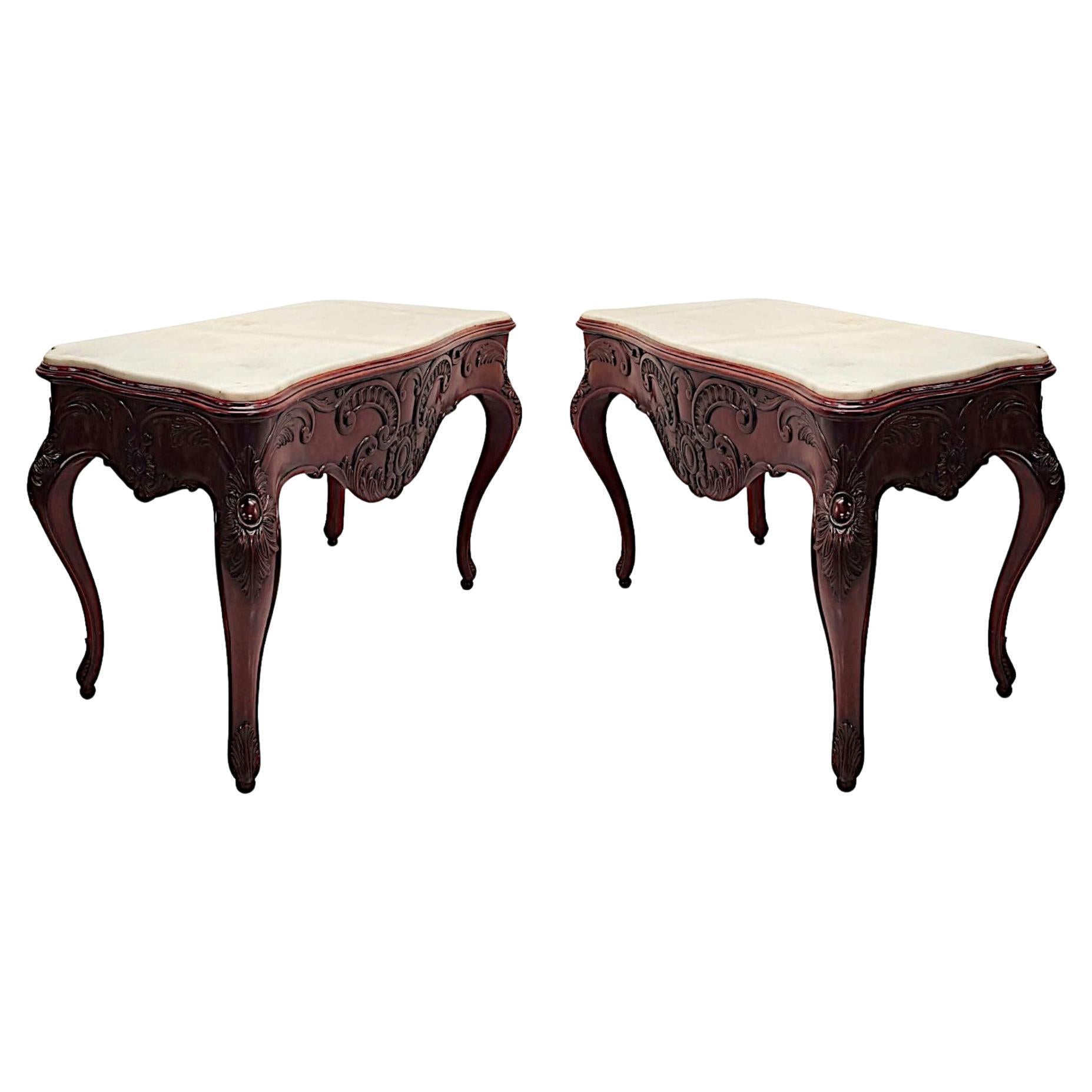  A Very Rare Pair of 19th Century Carrara White Marble Top Console Tables