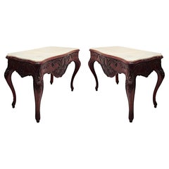  A Very Rare Pair of 19th Century Carrara White Marble Top Console Tables
