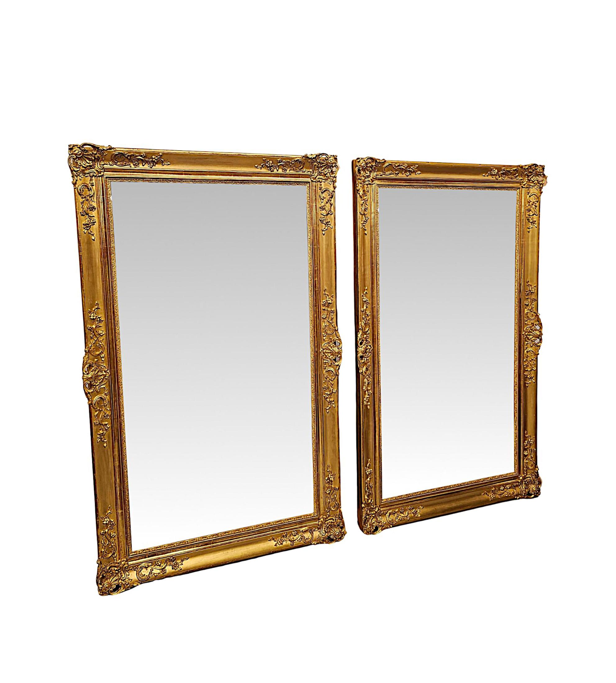 English A Very Rare Pair of 19th Century Giltwood Mirrors For Sale