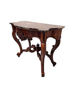 A Very Rare Pair of 19th Century Marble Top Console Tables