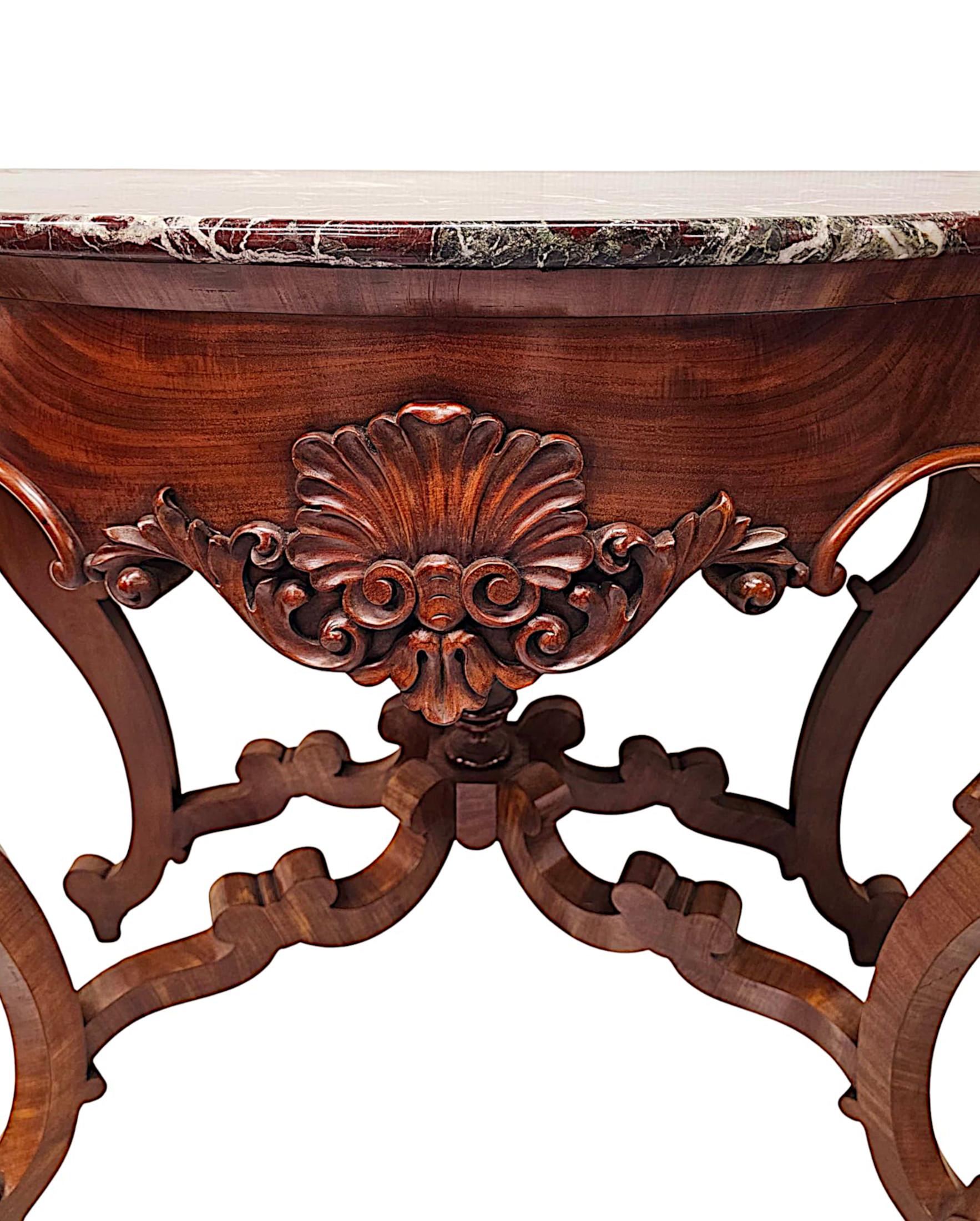 A Very Rare Pair of 19th Century Marble Top Console Tables For Sale 1