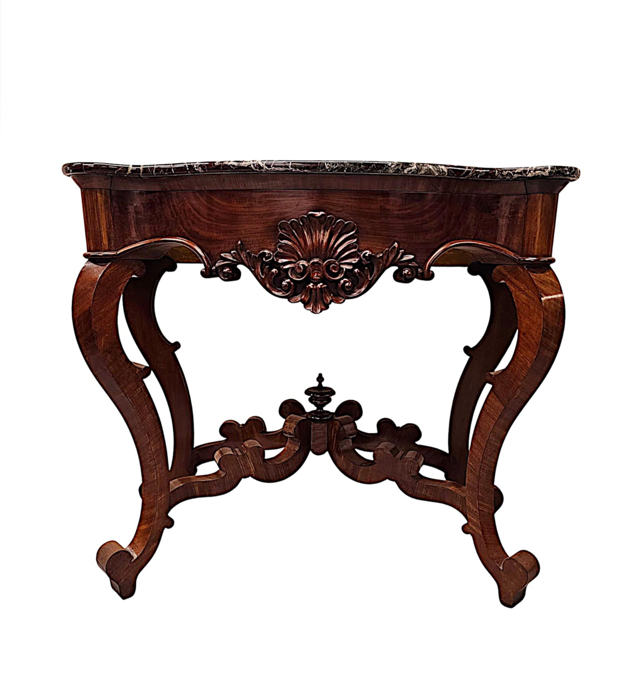 A Very Rare Pair of 19th Century Marble Top Console Tables For Sale 2