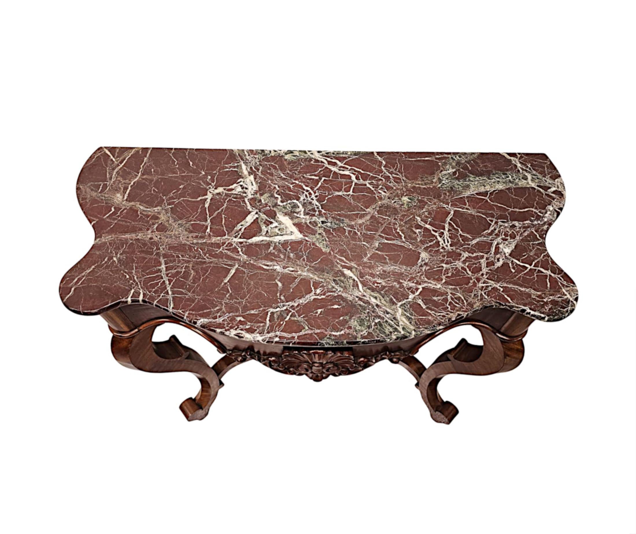 A Very Rare Pair of 19th Century Marble Top Console Tables For Sale 3