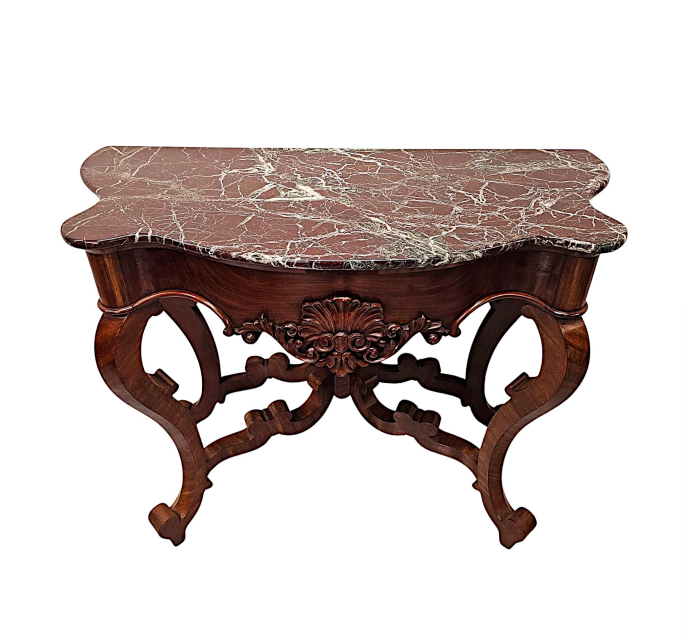 A Very Rare Pair of 19th Century Marble Top Console Tables For Sale 4