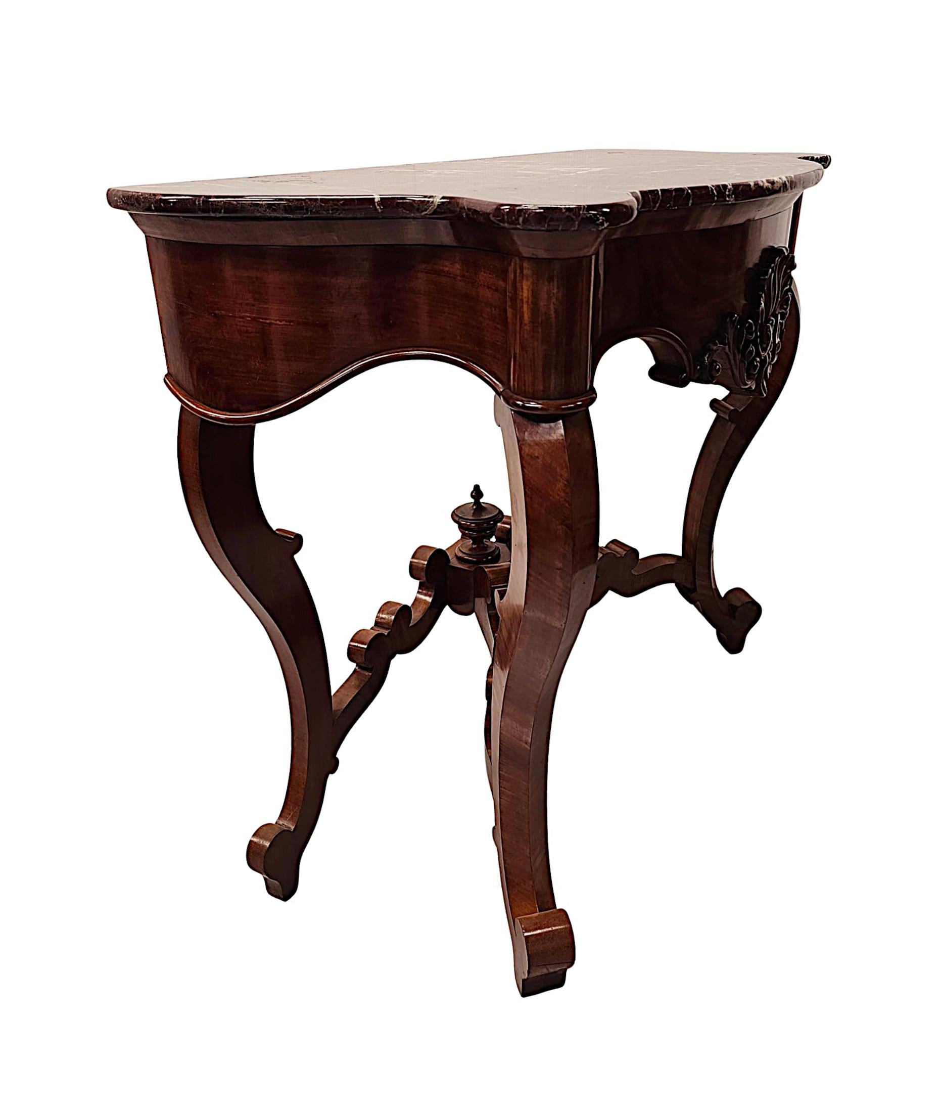 A Very Rare Pair of 19th Century Marble Top Console Tables For Sale 5