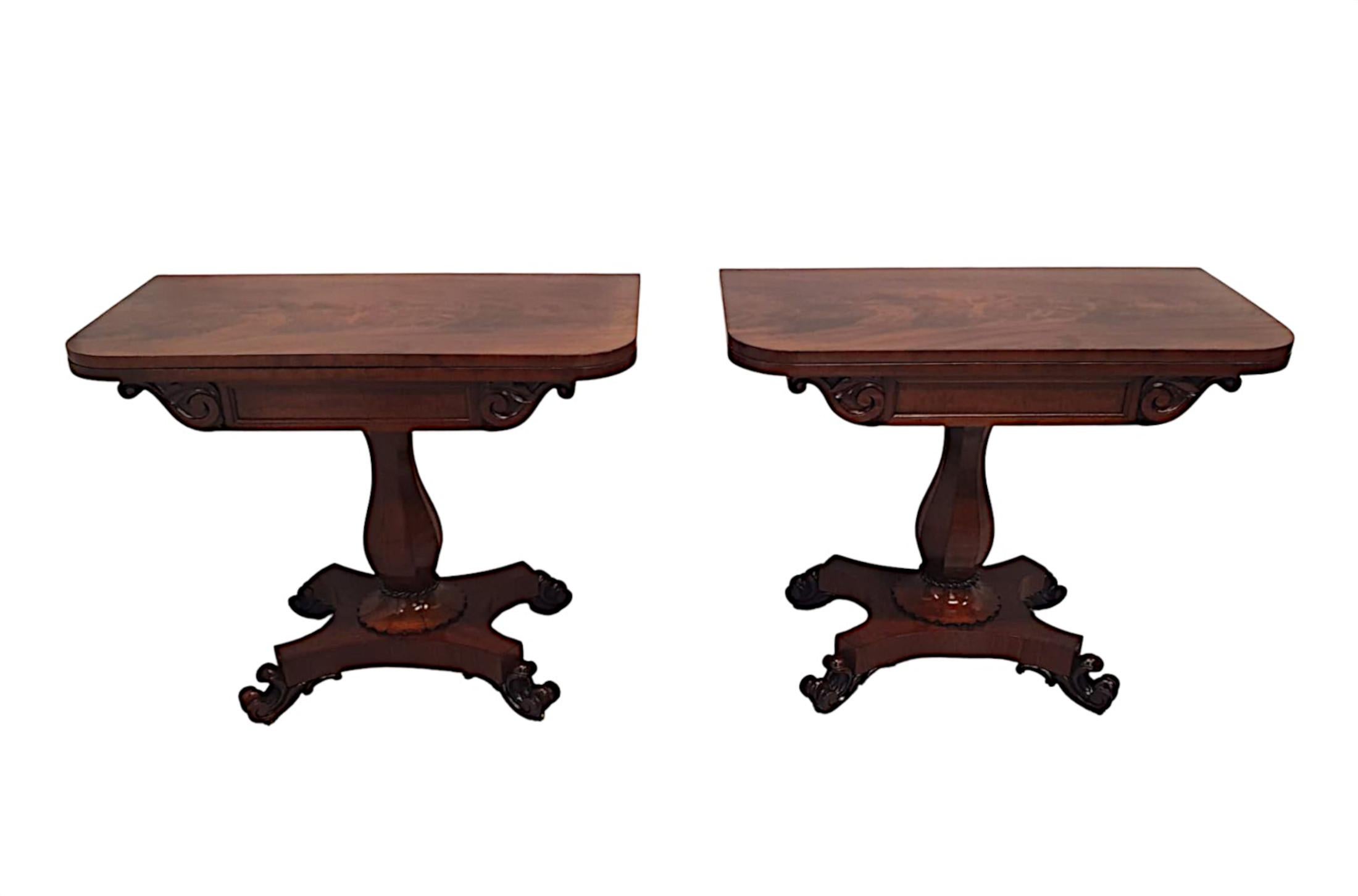 Irish A Very Rare Pair of 19th Century William IV Card Tables  For Sale