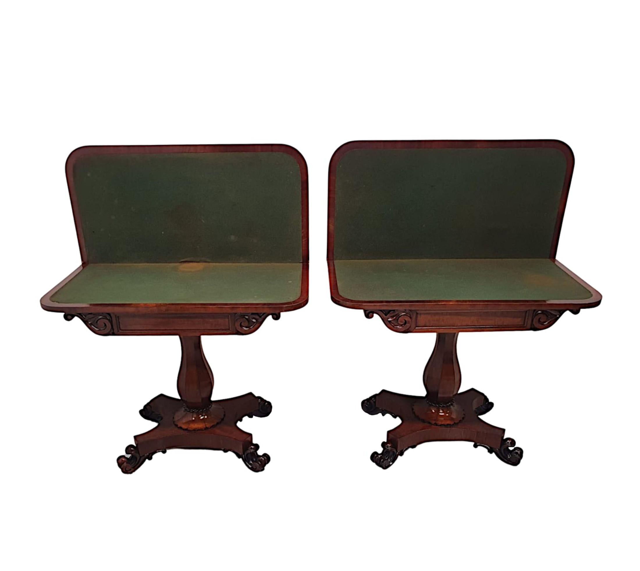 A Very Rare Pair of 19th Century William IV Card Tables  In Good Condition For Sale In Dublin, IE