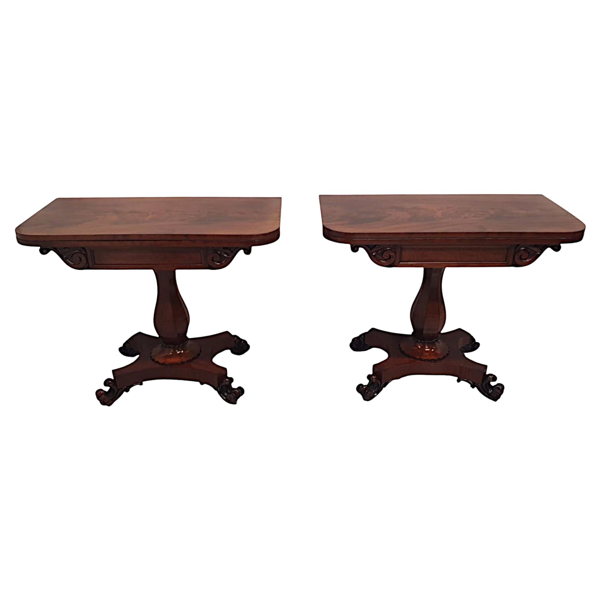 A Very Rare Pair of 19th Century William IV Card Tables  For Sale