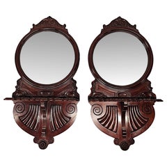 A Very Rare Pair of 20th Century Mahogany Pier Mirrors