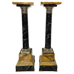 A Very Rare Pair of Early 19th Century Green and Sienna Marble Pedestals