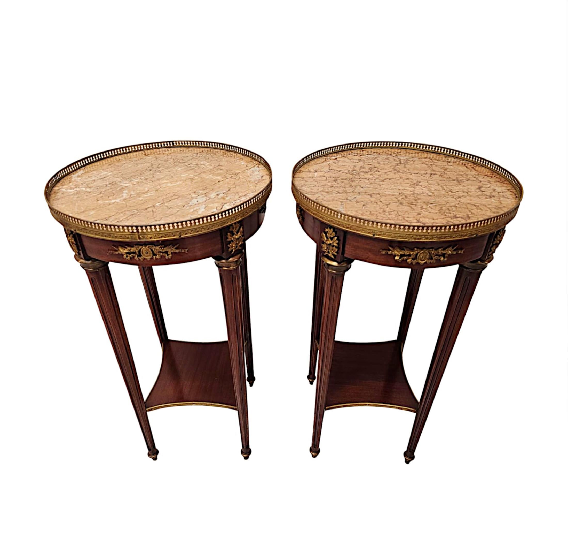 Ormolu A Very  Rare Pair of Early 20th Century Marble Top Lamp or Side Tables  For Sale