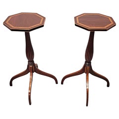A Very Rare Pair of Edwardian Inlaid Tall Wine Tables