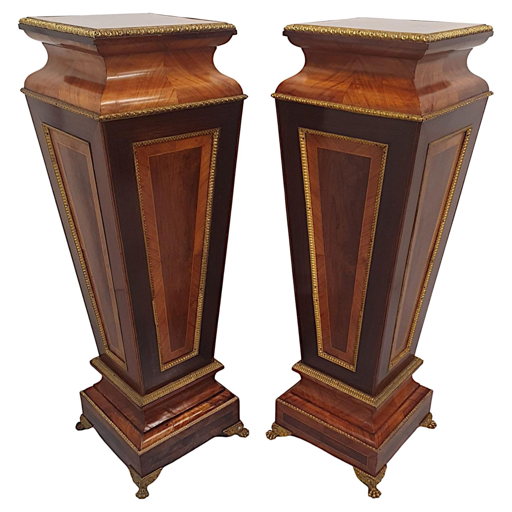 Very Rare Pair of Exceptional 19th Century Ormolu Mounted Bust or Plant Stands