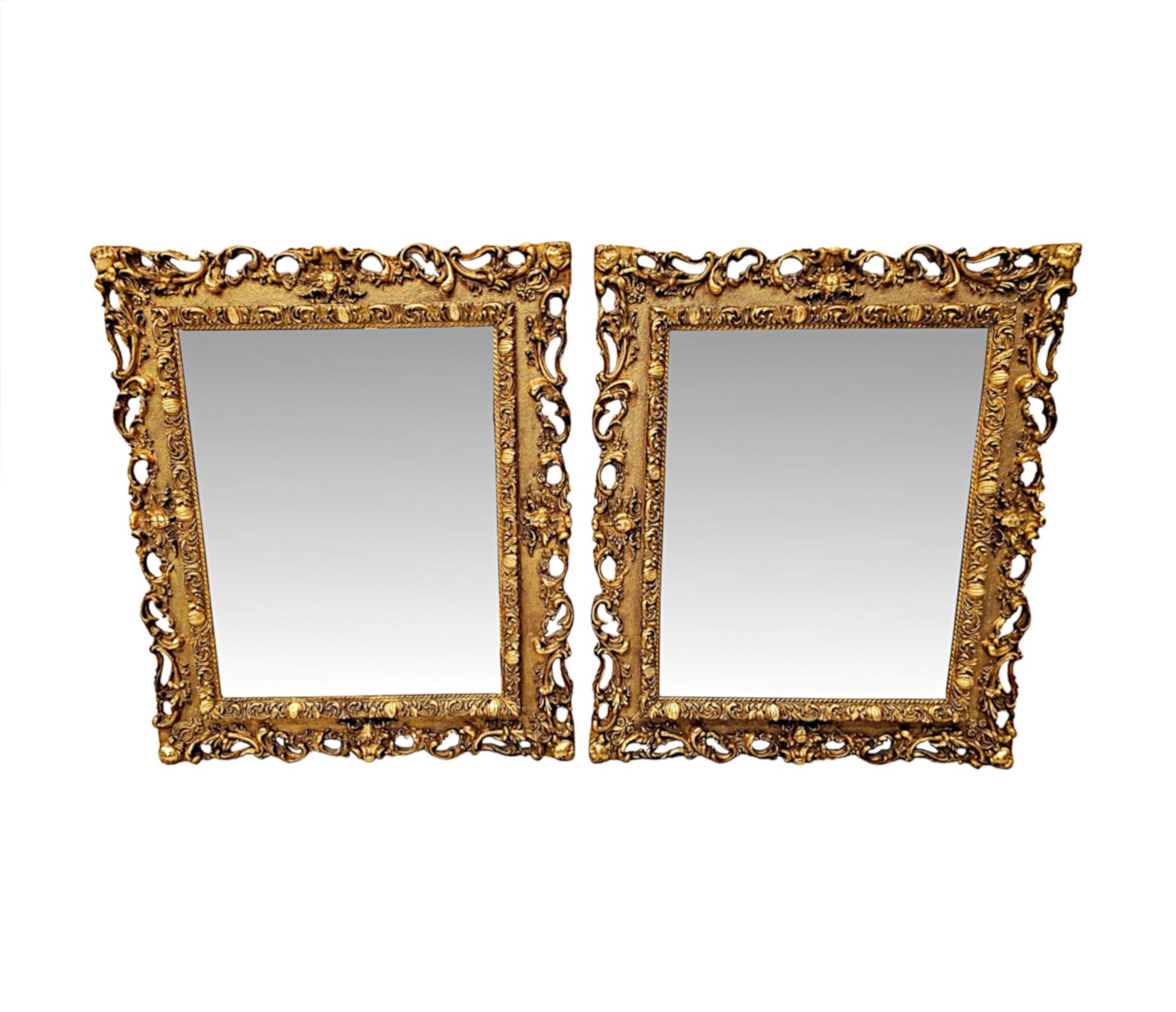 A Very Rare Pair of Late 19th Century Giltwood Framed Mirrors In Good Condition For Sale In Dublin, IE