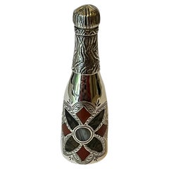 Very Rare Victorian Novelty Sterling Silver & Hardstone Champagne Scent Bottle