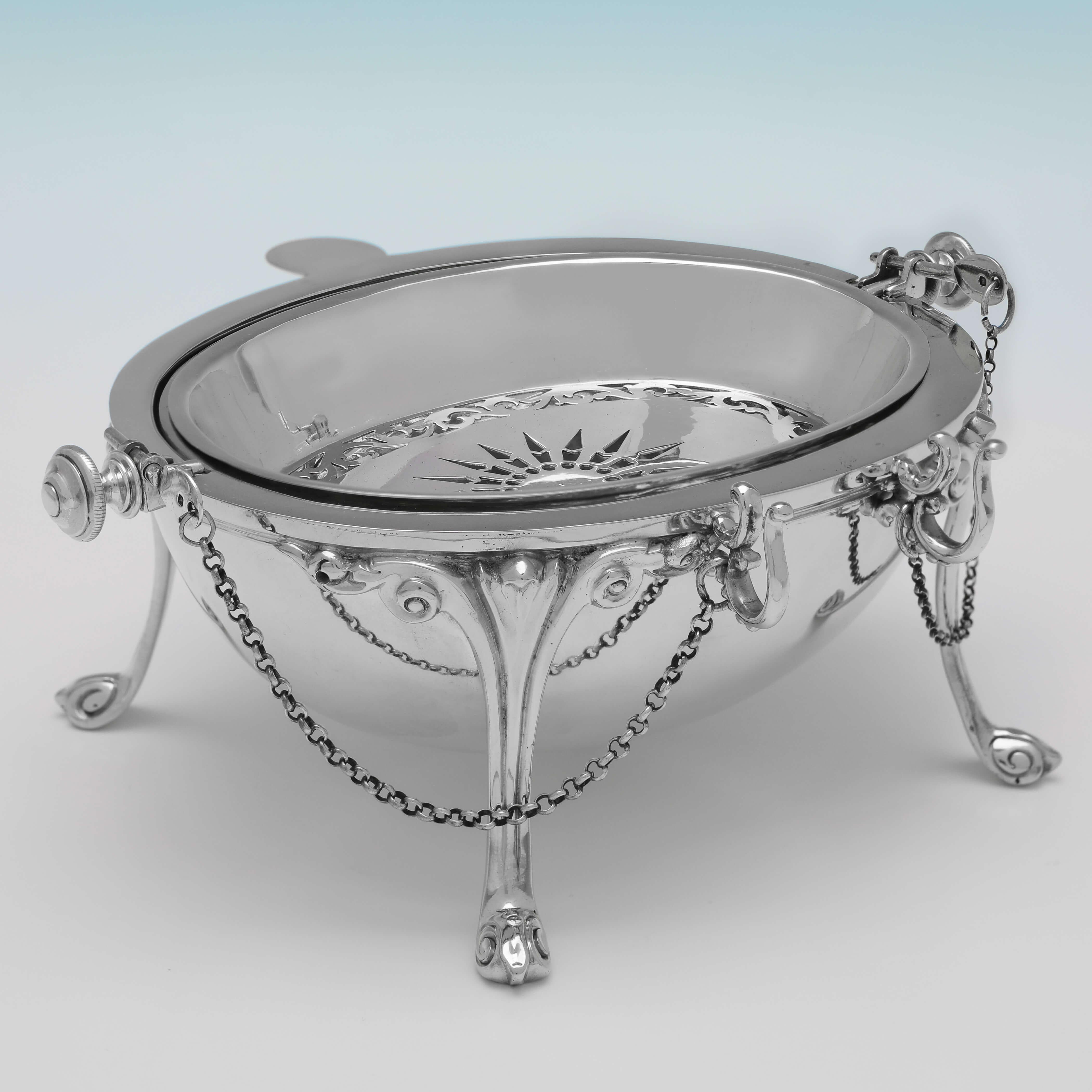 Neoclassical Revival Very Rare Victorian Sterling Silver Revolving Butter Dish, Hallmarked, 1870