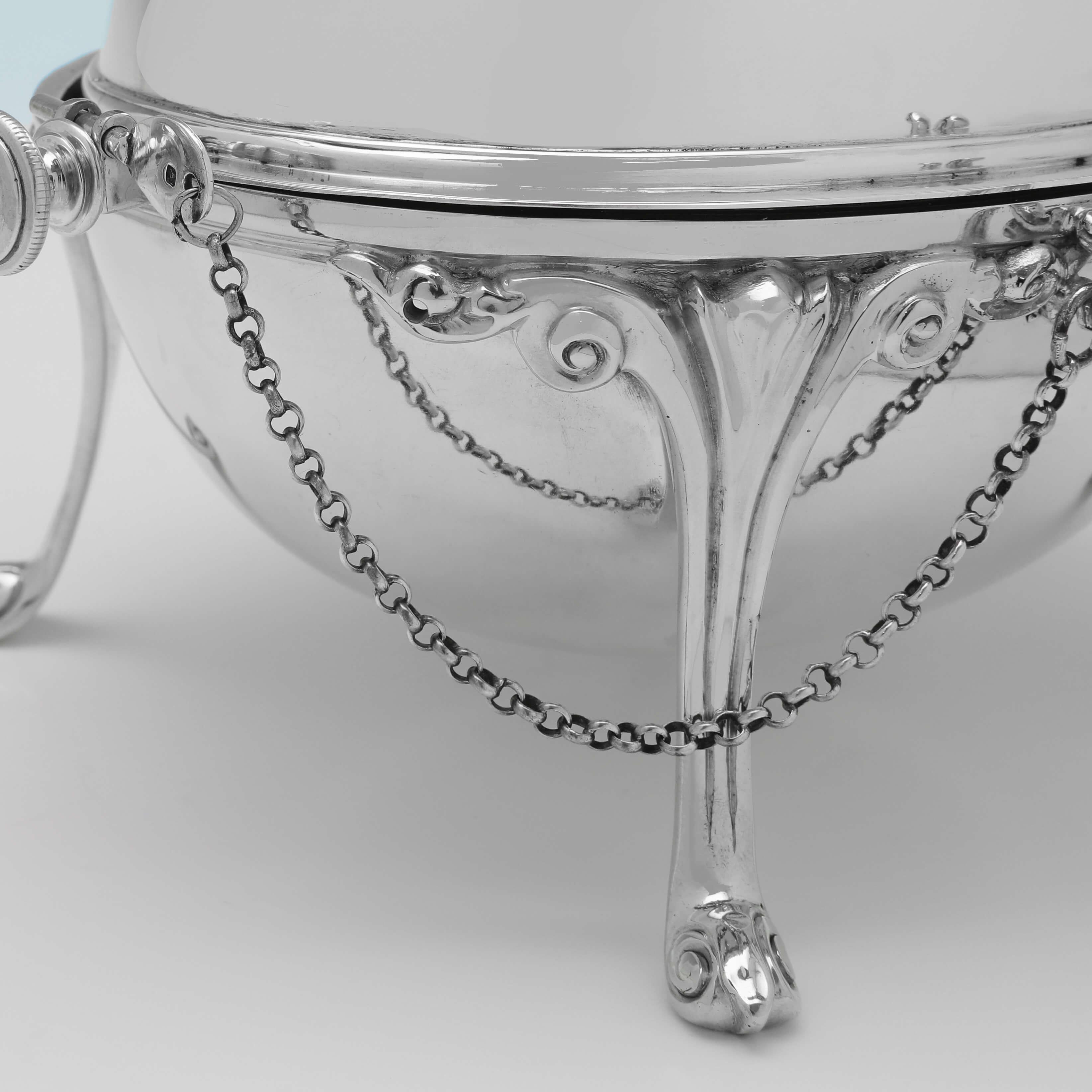 Late 19th Century Very Rare Victorian Sterling Silver Revolving Butter Dish, Hallmarked, 1870
