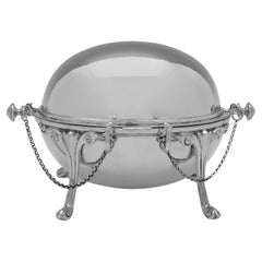 Very Rare Victorian Sterling Silver Revolving Butter Dish, Hallmarked, 1870