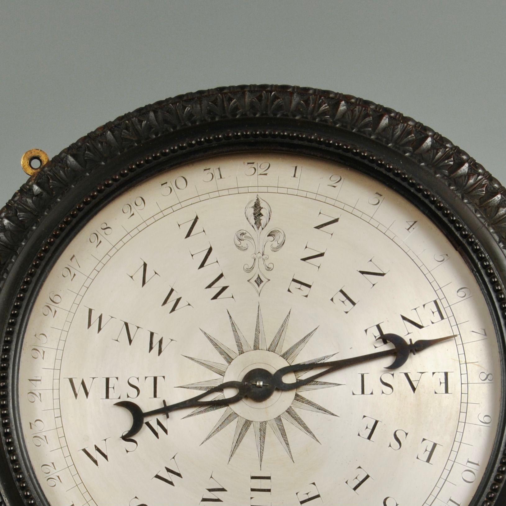 Carved Very Rare Wind Vane Dial in the Manner of Whitehurst For Sale