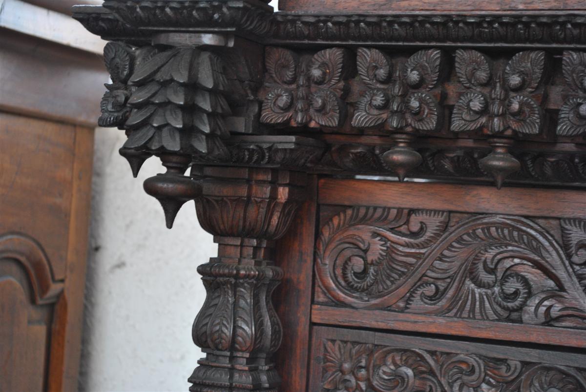 Mahogany Very Richly Carved 19th Century Indian Cupboard