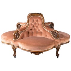 Antique Very Shapely Late 19th Century French Conversation Seat