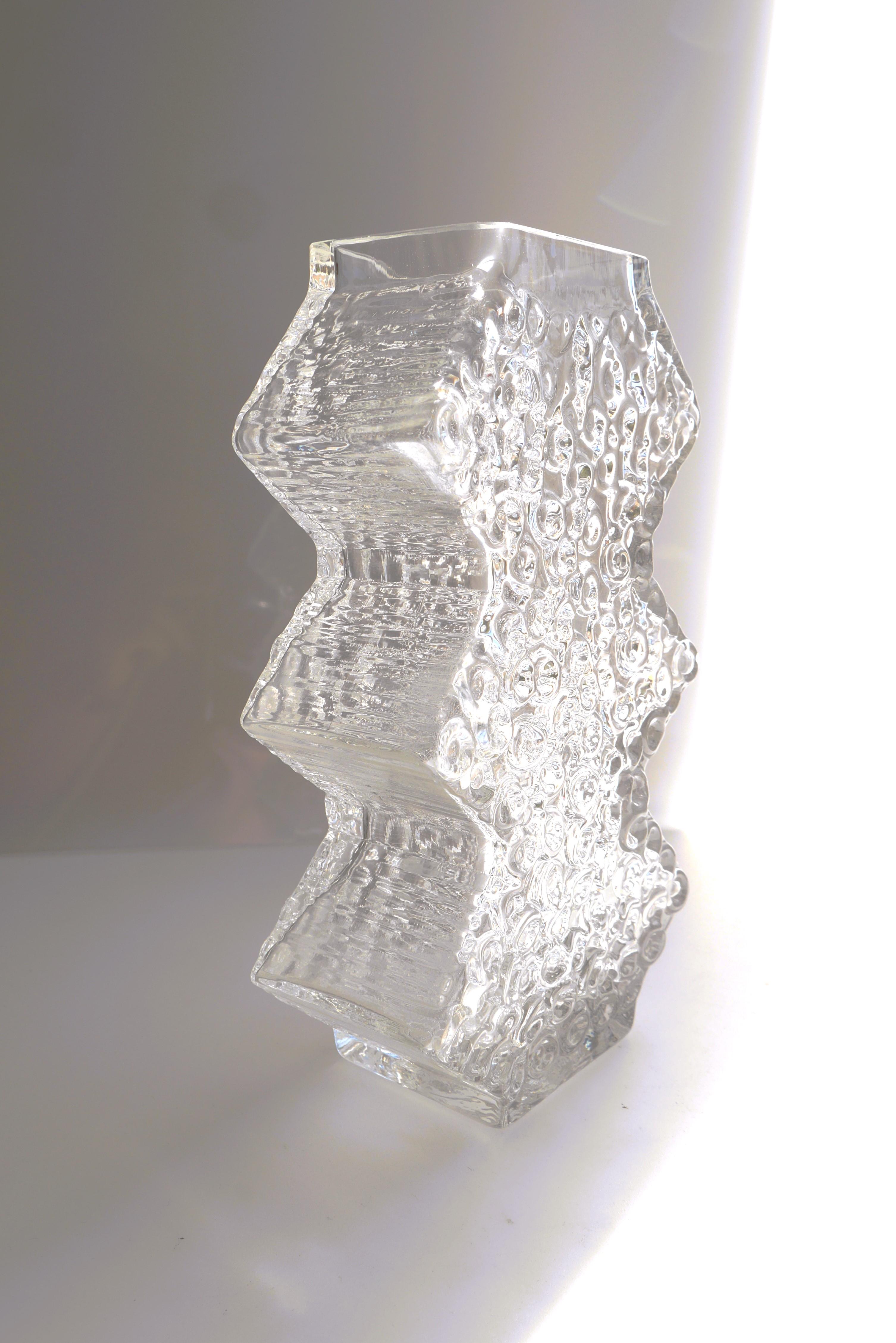 Mid-Century Modern Very Special Glass Vase Made by Josef Schott for Smålandshyttan, Sweden For Sale