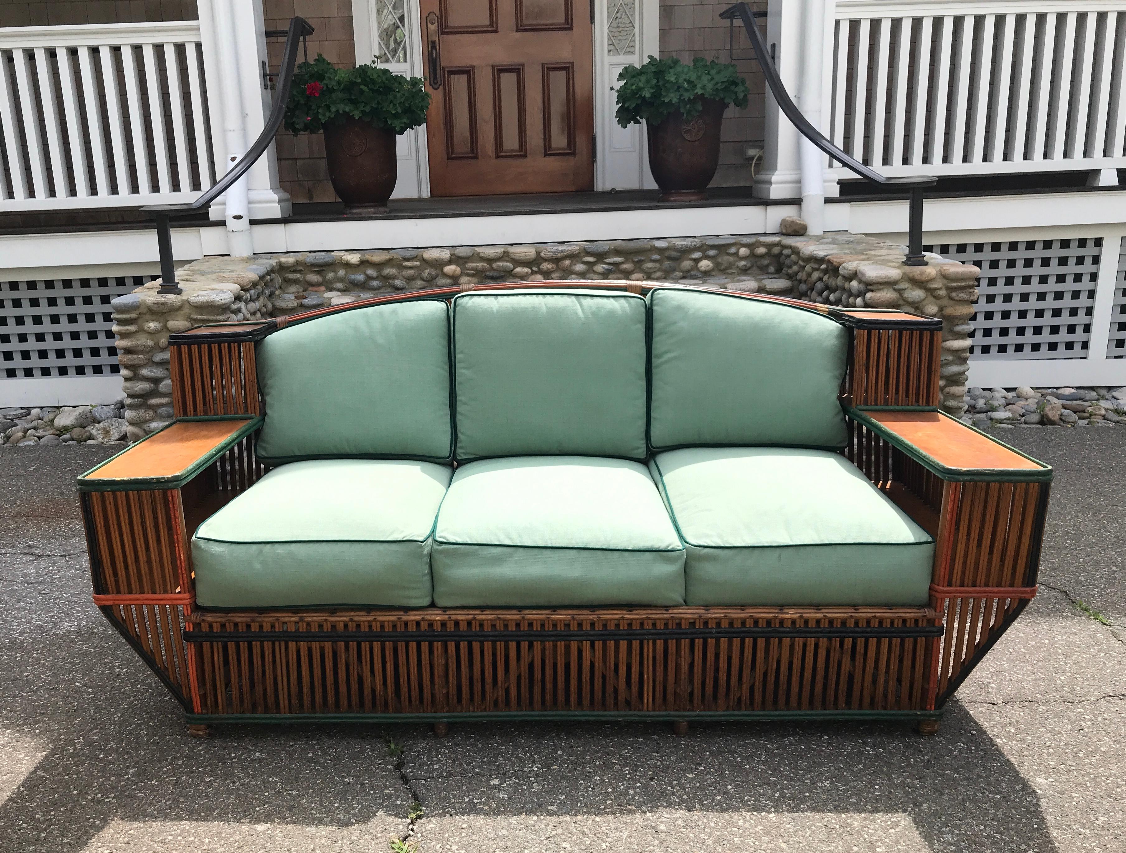 Very Special Stick Rattan Porch Set In Good Condition In Old Saybrook, CT